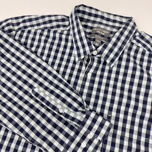 Falls Creek Shirt Mens 2XL Blue Green Plaid Long Sleeve Button Down Tailored Fit